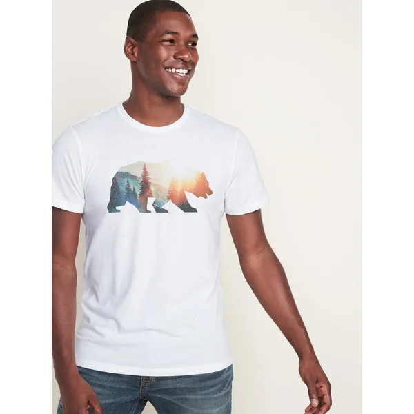 Soft-Washed Graphic T-Shirt - Scenic Bear (White)