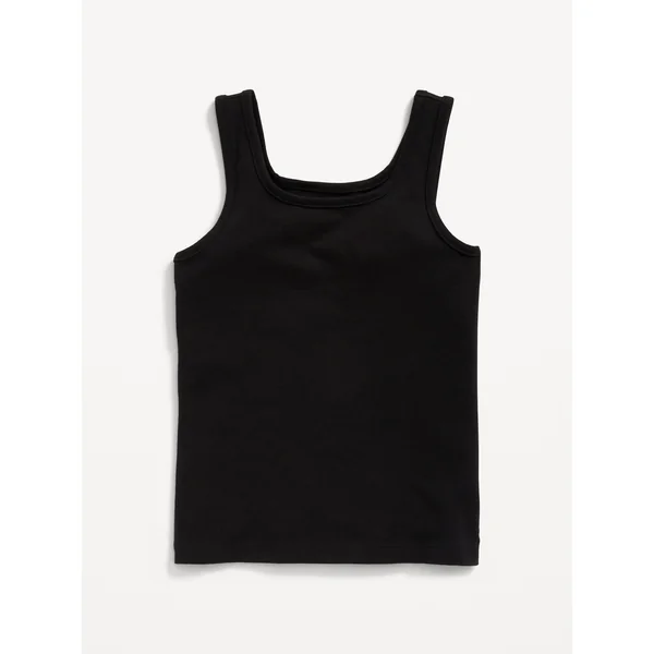 Solid Fitted Tank Top for Girls - Black Jack
