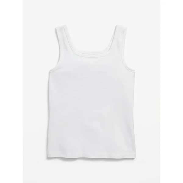 Solid Fitted Tank Top for Girls - White Lilies
