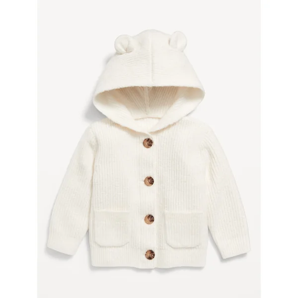 SoSoft Critter Ear Button-Front Sweater for Baby - Creme De La Creme