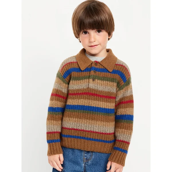 SoSoft Long-Sleeve Collared Sweater for Toddler Boys - MULTI STRIPE