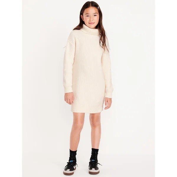 SoSoft Long-Sleeve Shaker-Stitch Dress for Girls - Creme De La Creme