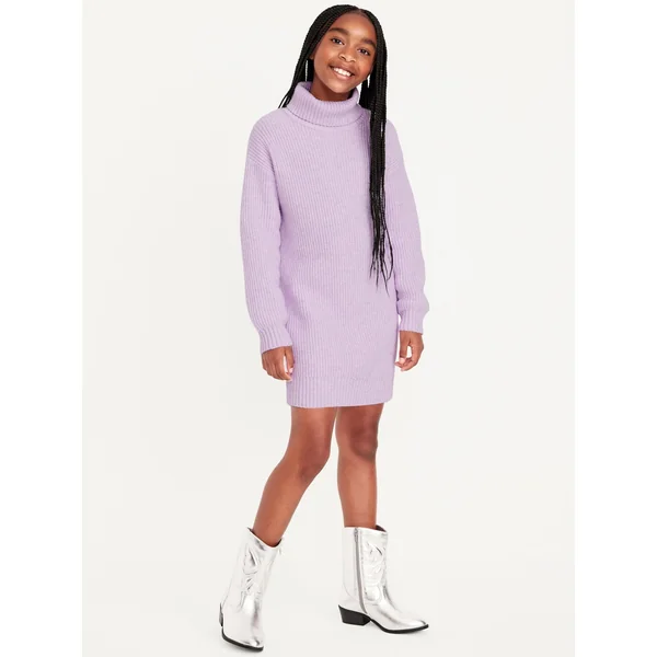 SoSoft Long-Sleeve Shaker-Stitch Dress for Girls - Lilac Ice
