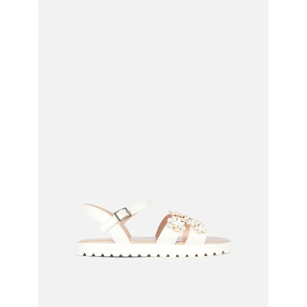 Special Occasion Flower Sandals - White