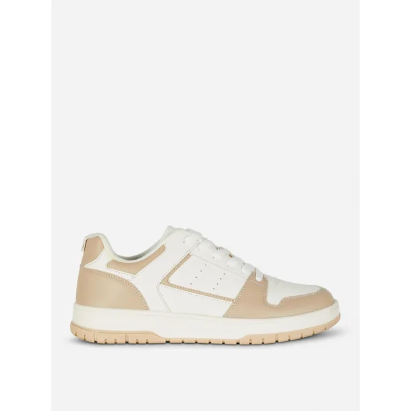 Sporty Paneled Low Tops - Natural