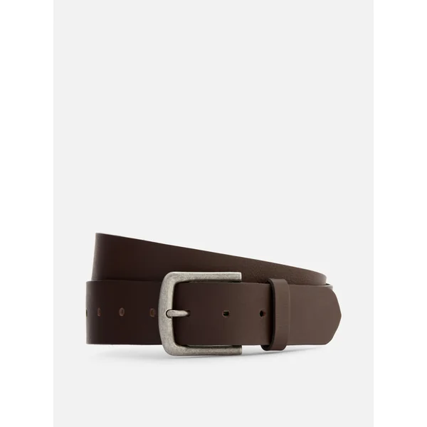 Square Buckle Leather Belt - Chocolate