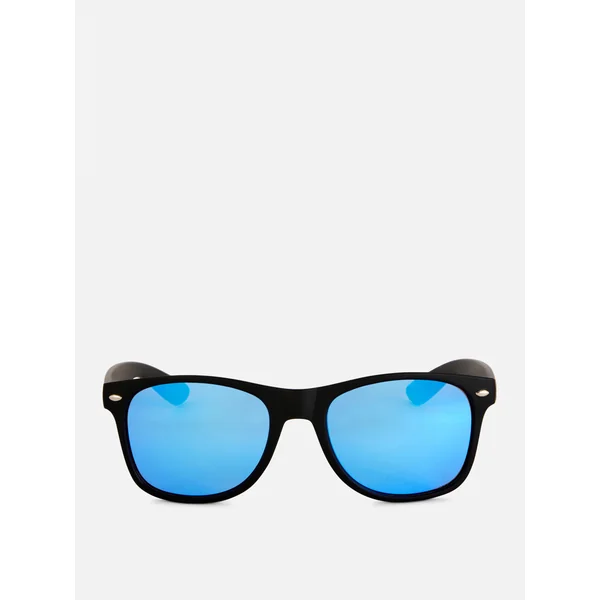 Square Frame Mirrored Sunglasses - Blue
