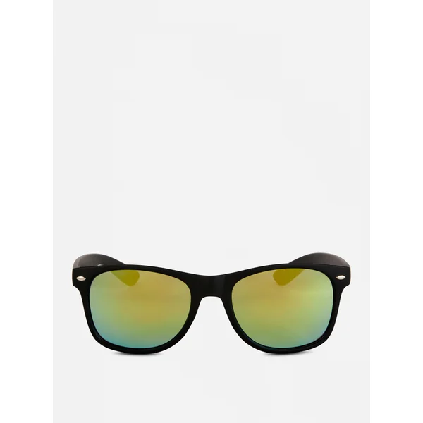 Square Frame Mirrored Sunglasses - Yellow
