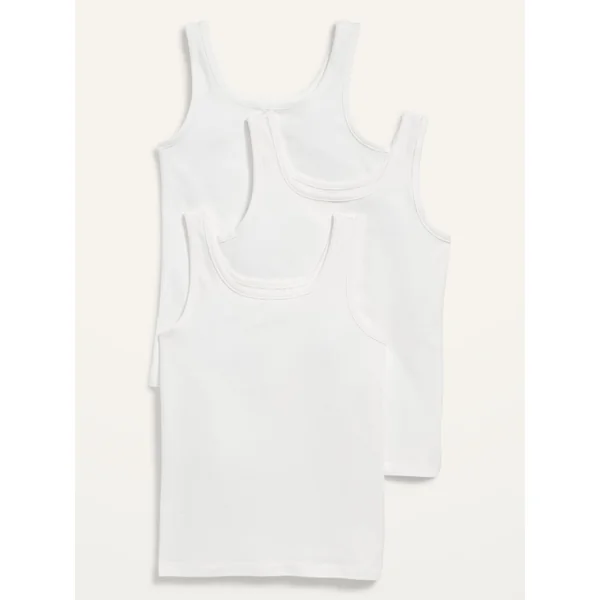 Square-Neck Tank Top 3-Pack for Girls - White Lilies