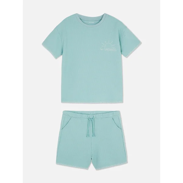 Stacey Solomon Waffle T-Shirt and Shorts - Blue
