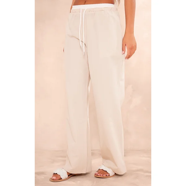 Stone Boxer Detail Drawstring Waist Pants