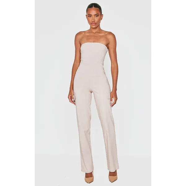 Stone Cargo Style Corset Bandeau Jumpsuit
