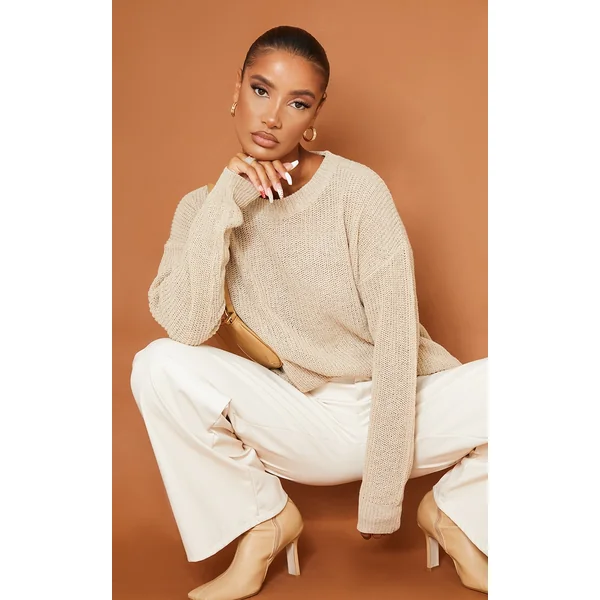 Stone Crew Neck Knit Sweater