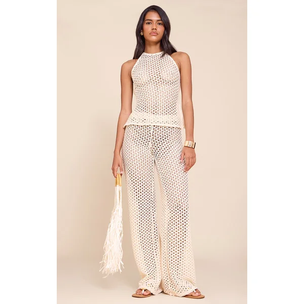 Stone Crochet Wide Leg Pants