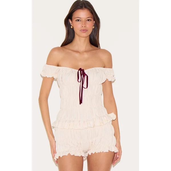 Stone Extreme Ruched Bardot Romper