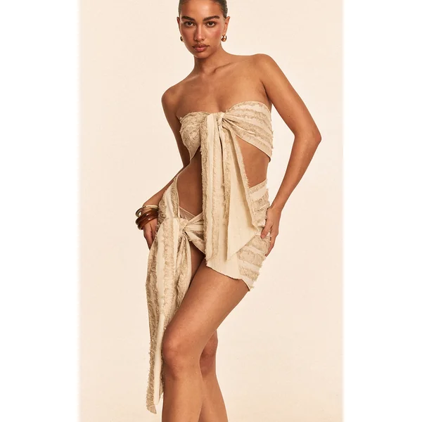 Stone Frayed Textured Mini Beach Sarong