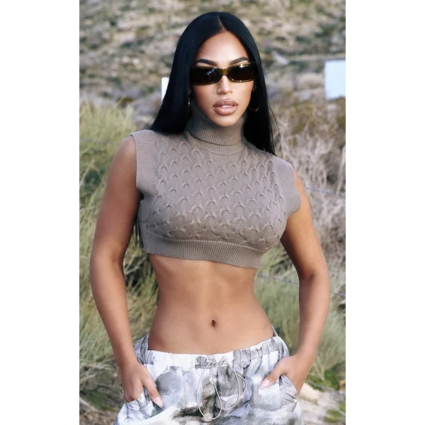 Stone Knitted Oversized Cropped Tank