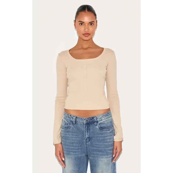 Stone Long Sleeve Ribbed Top