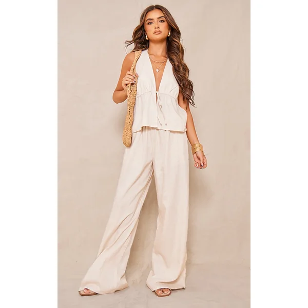 Stone Marl Drawstring Wide Leg Pants