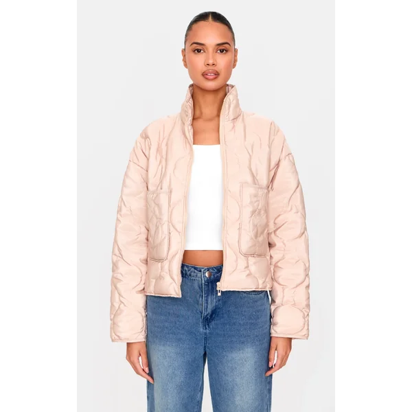 Stone Padded Wave Funnel Neck Jacket