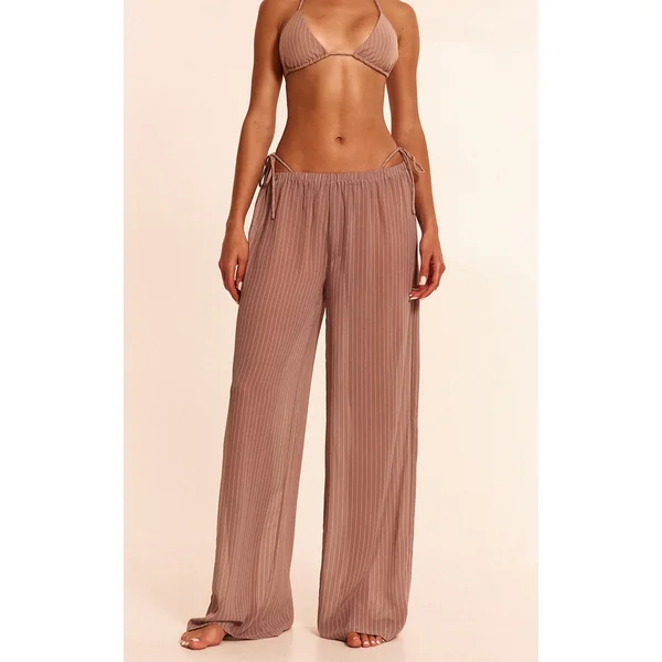 Stone Pinstripe Chiffon Beach Pants
