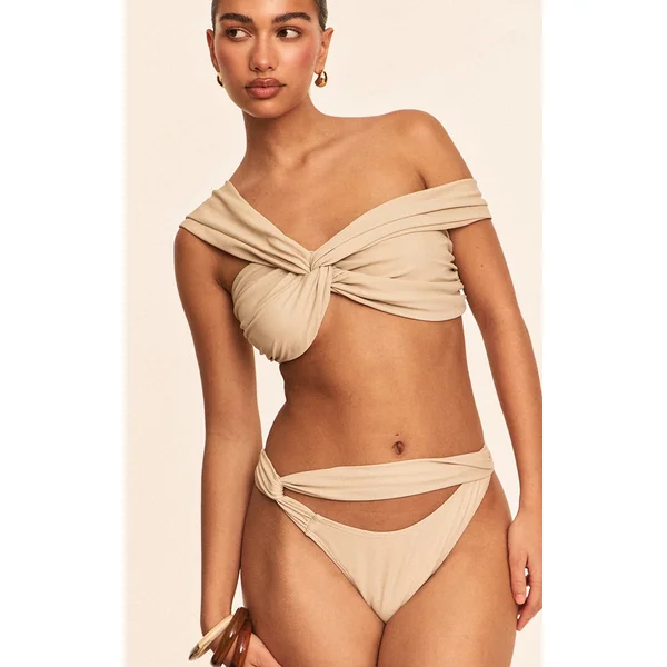 Stone Ruched Bust Bikini Top