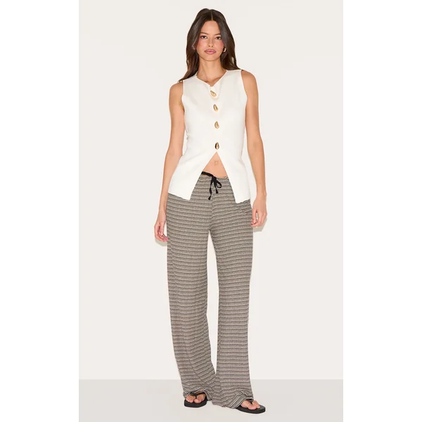 Stone Striped Contrast Drawstring Slouchy Pants