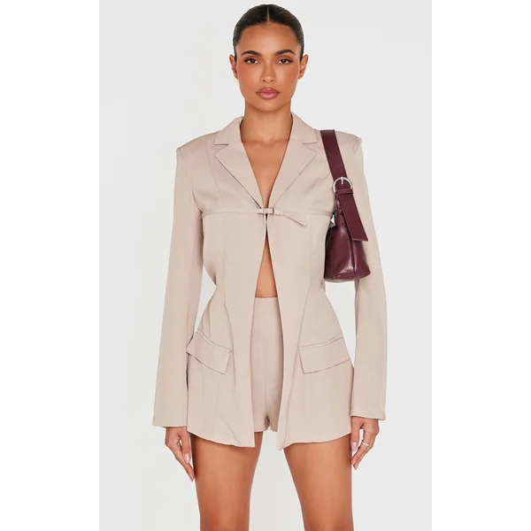 Stone Tailored Woven Thin Belt Detail Romper