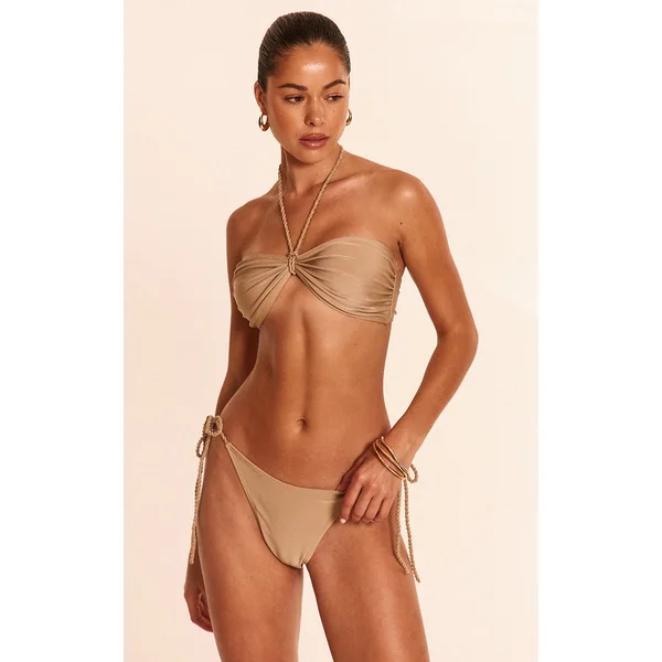 Stone Twist Halter Strap Bandeau Bikini Top