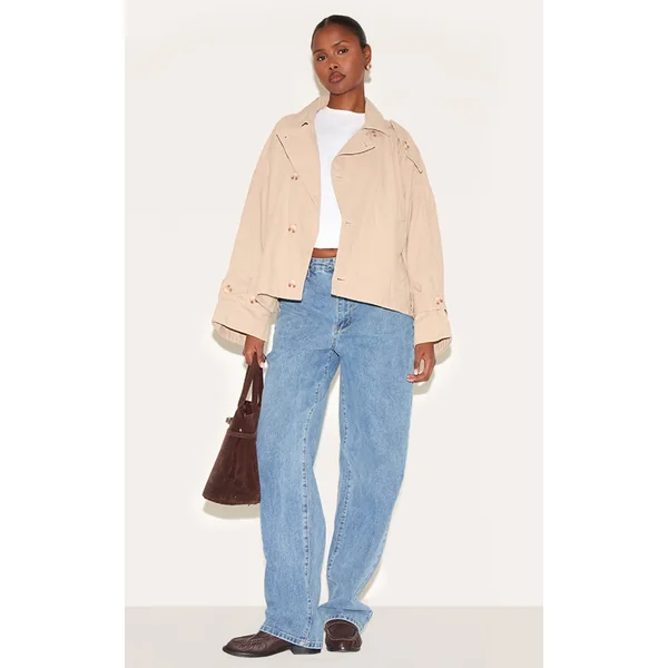 Stone Wrap Over Detail Canvas Trench Coat