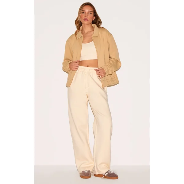 Stone Zip Through Collared Sweatshirt