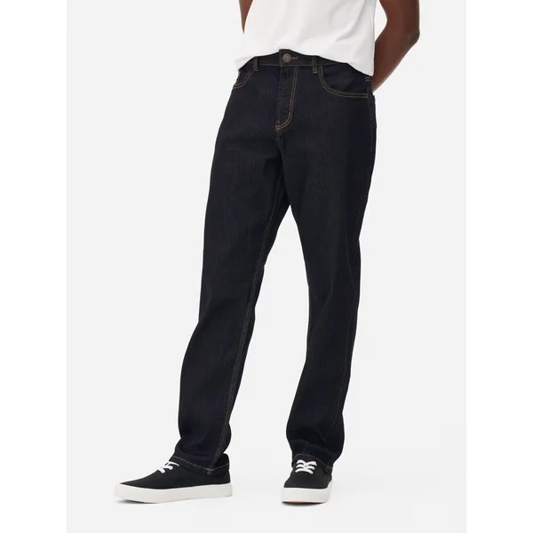 Straight Fit Denim Jeans - Dark Blue