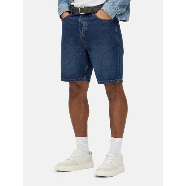 Straight Leg Denim Shorts - Dark Blue