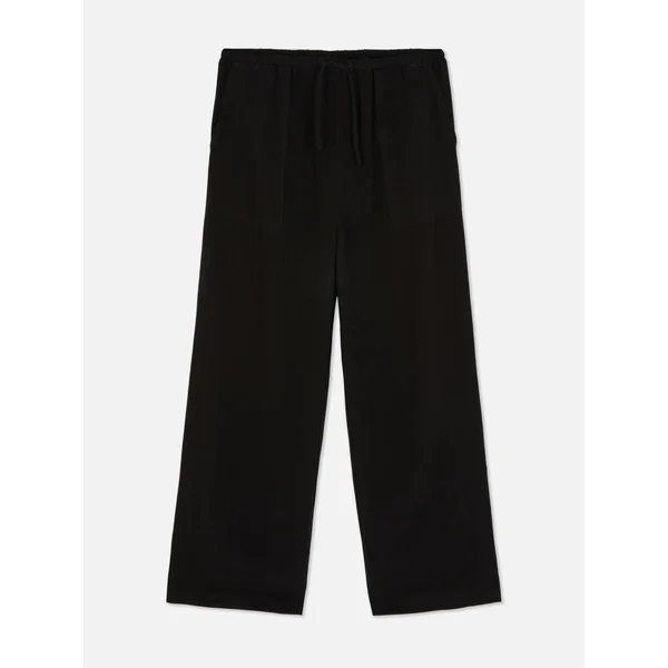 Straight Leg Drawstring Pants - Black