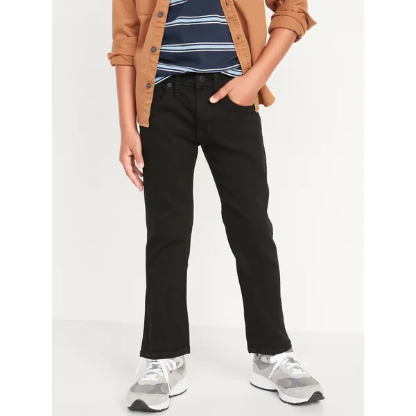 Straight-Leg Built-In Flex Black Jeans for Boys - Black Rinse