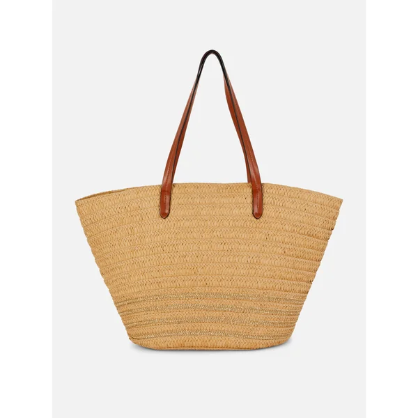 Straw Bucket Bag - Tan