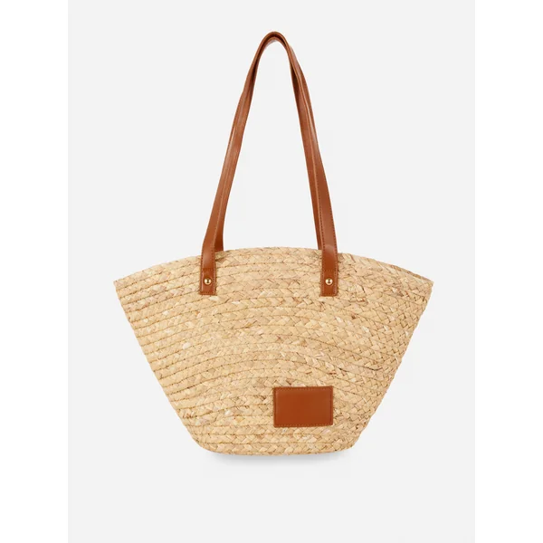 Straw Bucket Bag - Tan