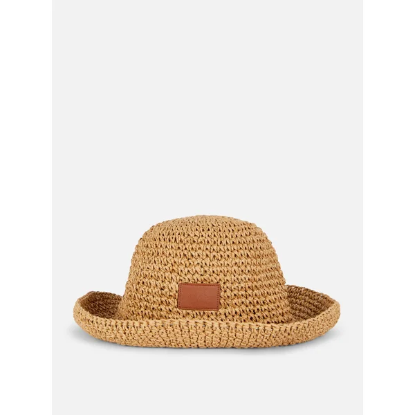 Straw Bucket Hat - Brown