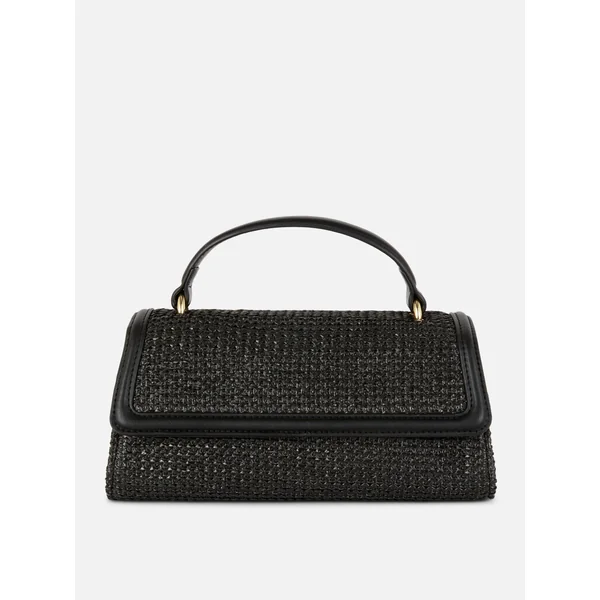 Straw Handle Bag - Black