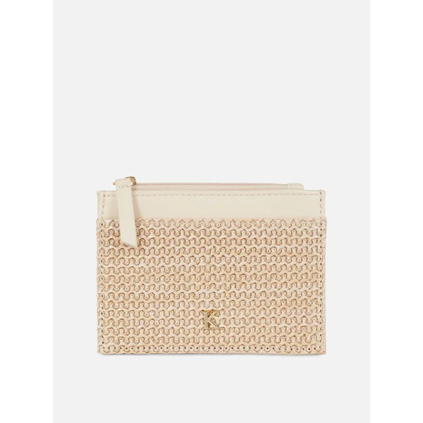 Straw Initial Card Holder - Natural