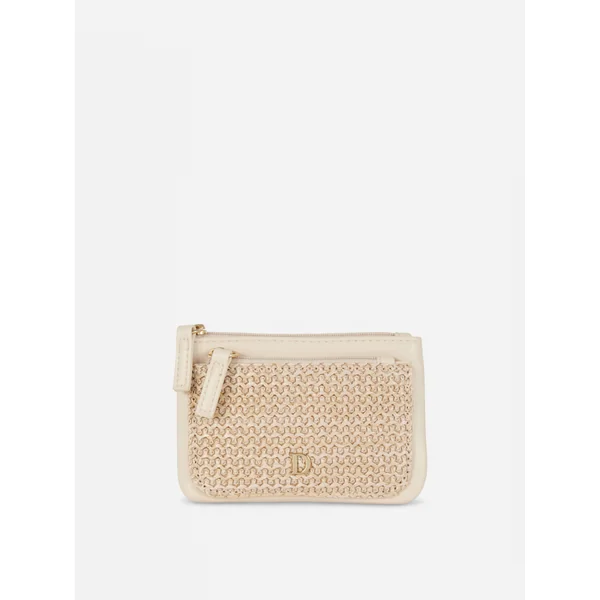 Straw Initial Coin Purse - Natural