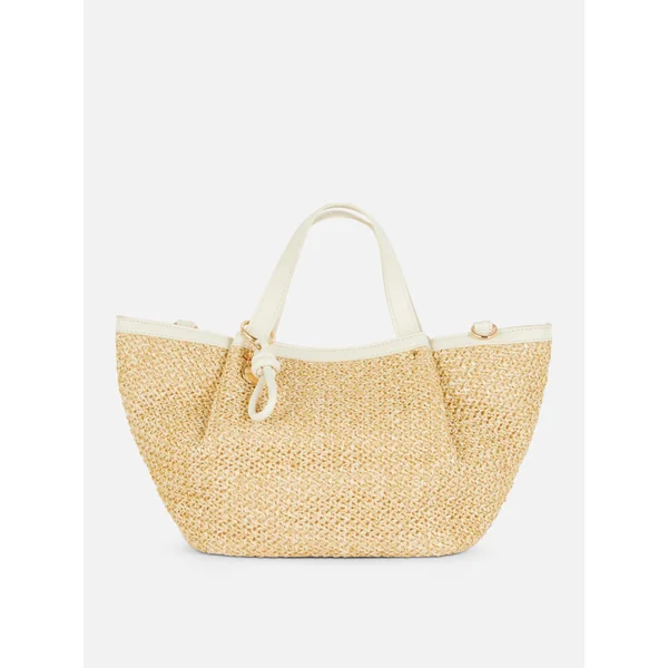 Straw Midi Tote - Natural