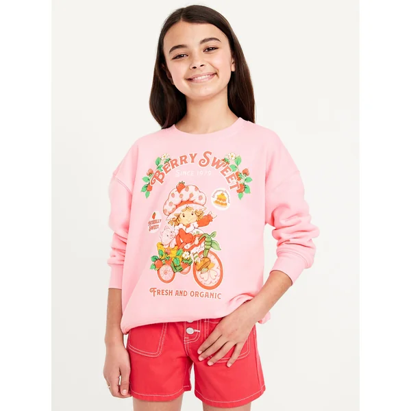 Strawberry Shortcake™ Oversized Graphic Sweatshirt for Girls - Anemone Pink