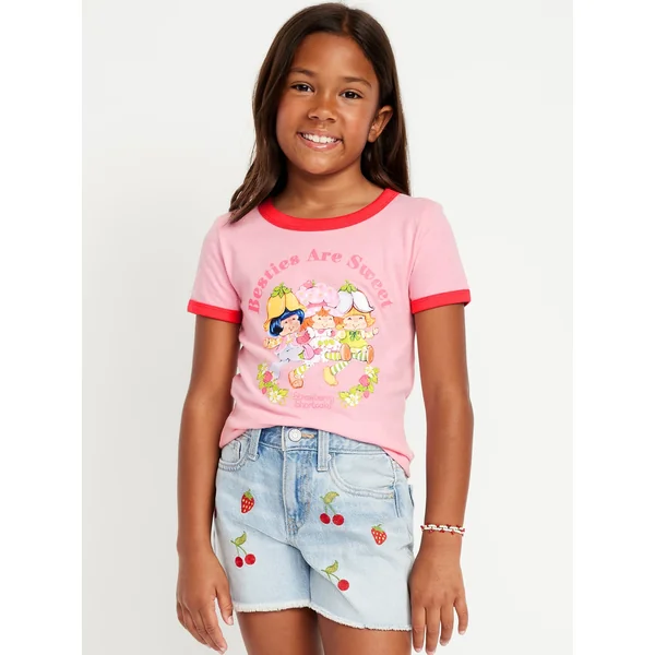 Strawberry Shortcake™ Ringer Graphic T-Shirt for Girls - Anemone Pink