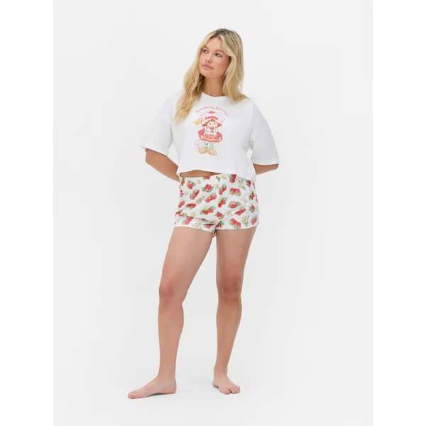 Strawberry Shortcake Shorts Pajamas - White