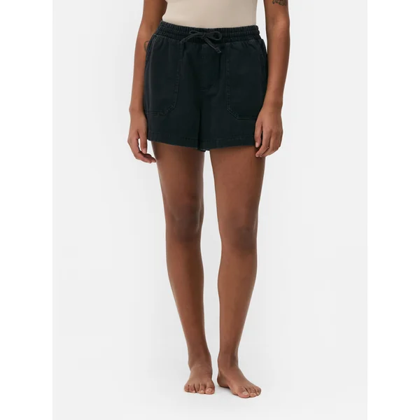 Stretch Denim Shorts - Black