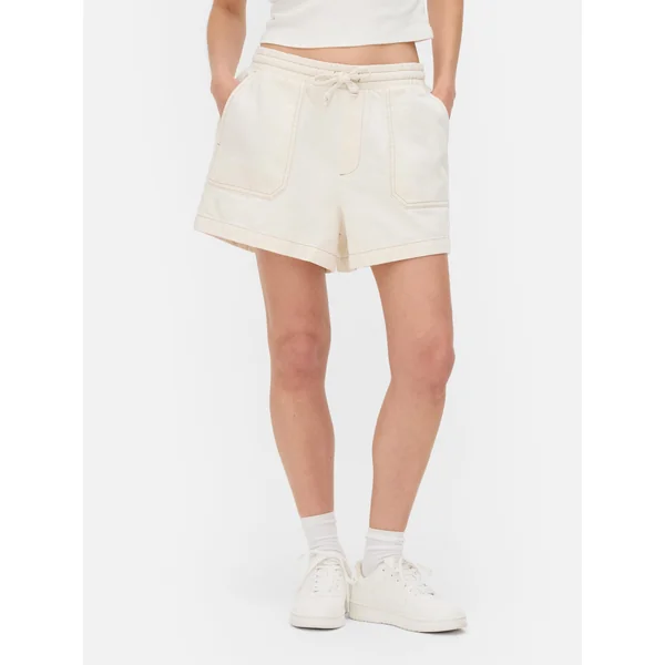 Stretch Denim Shorts - Ivory