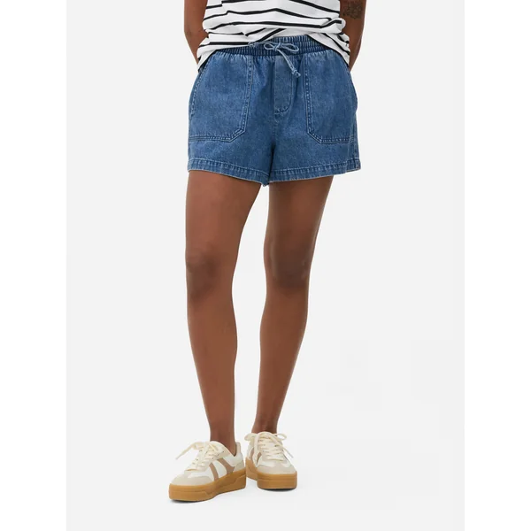 Stretch Denim Shorts - Mid Blue