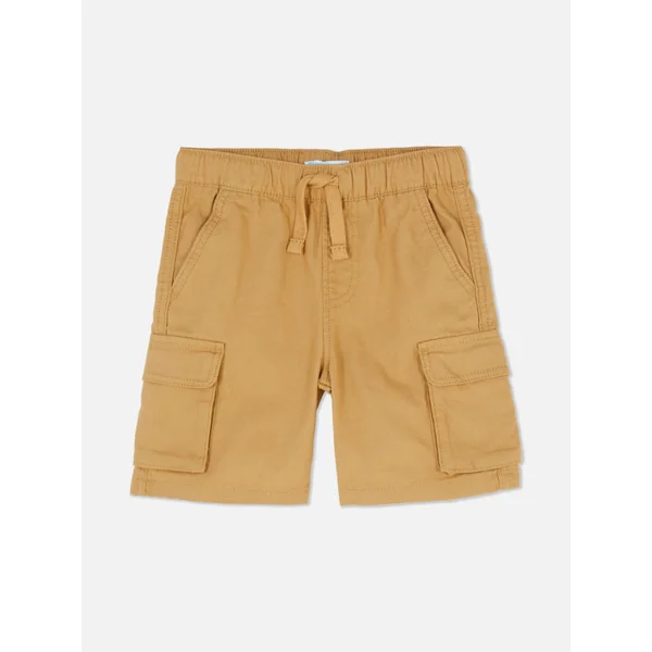 Stretch Waist Cargo Shorts - Tan