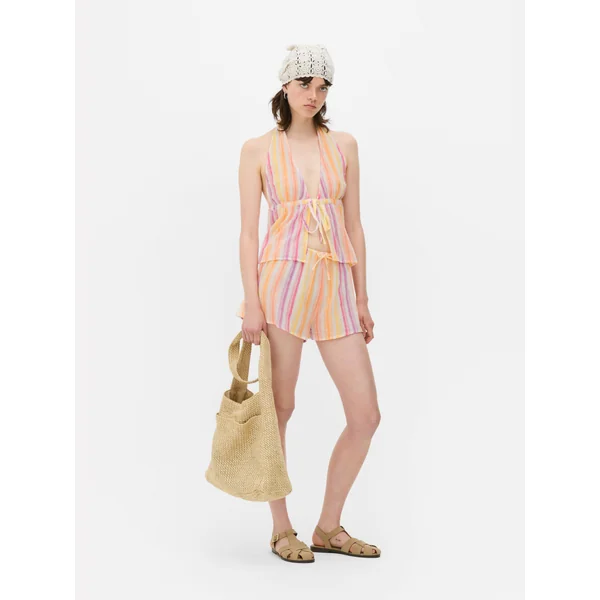 Striped Beach Shorts - Orange